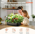 owltron Hydroponics Growing System Kit, 12 Pods Indoor Herb Garden with 24W LED Grow Light Full Spectrum, Planting Height Up to 20", Quiet Water Pump, Indoor Gardening for Gifts, Kitchen, Black - Image 2