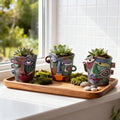 Mini Face Planters 3PC Set – Unique Resin Art Flower Pots for Succulents, Cacti & Small Plants – Decorative Funny Plant Pots for Indoor & Outdoor, Face Planter Gift, Picasso‑Inspired by PlivBloom