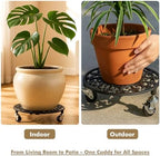 2 Pack Plant Caddy with Wheels 14 Inch Rolling Plant Stand for Large Plants Heavy Duty Plant Rollers Metal Plant Dolly Rustproof Planter Stand Wrought Iron Plant Stands Flower Cart Indoor Outdoor - Image 2