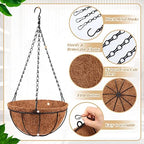 Dandat 12 Pack Metal Hanging Planter Basket, Coconut Coir Liner, 10 Inch - Image 5