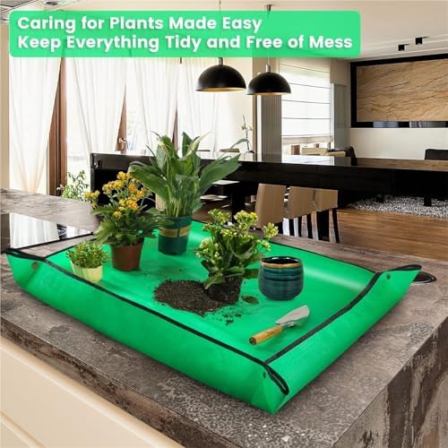 1/3pcs Plant Repotting Mat Waterproof Gardening Pots Transplanting Flower Control Potting Tray Folding Soil Change for Indoor Plant Repotting(Yellow 150x100cm) - Image 3