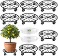Planterhoma 8 Pack Plant Caddy with Wheels & Saucers, 11.8" Heavy Duty Metal Rolling Plant Stand, Plant Dolly with Lockable Casters, Rustproof Iron Planter Mover for Indoor Outdoor, Black by Planterhoma