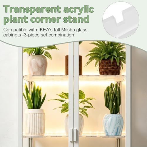 3 Pack Acrylic Shelves for Tall Greenhouse Cabinet, 8mm Thick, Clear Plant Shelves, Corner Plant Display Shelves, Compatible with Tall IKEA Milsbo Glass Cabinet, 10 lbs Capacity - Image 4