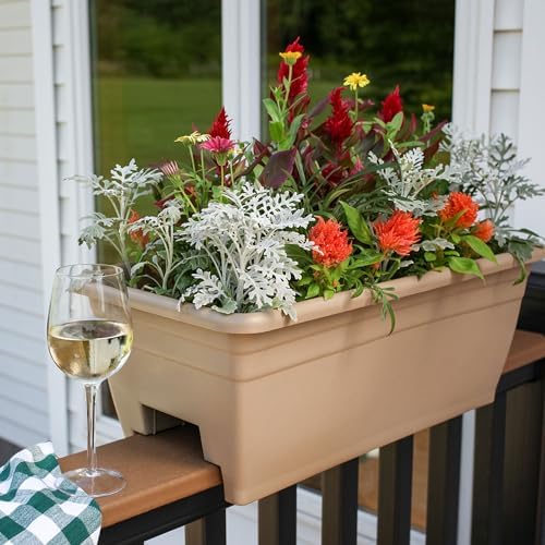 The HC Companies 24 Inch Heavy Duty Deck Rail Planter Boxes, White, 2-Pack - Image 6