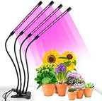 LED Grow Lights for Indoor Plants, 80W Plant Grow Lights Full Spectrum Auto ON Off with 3/9/12H Timer, 9 Dimmable Lightness Clip-On Desk Grow Lamp Bulbs (4 Heads) by Otryad