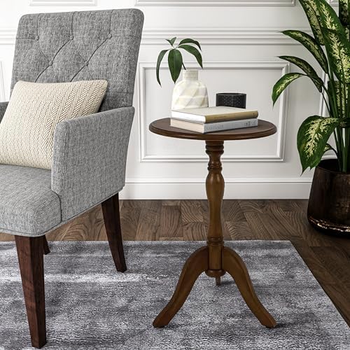 Decor Therapy Simplify Round Pedestal Accent Side Table, Chic & Compact MDF Furniture for Traditional Stylish Spaces - Honeynut - (15" x 15" x 24") - Image 4