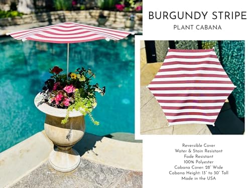 Fixed Plant Shade for Potted Plants 28" x 30" Outdoor Container Sun Shade Cover Premium Fabric Canopy with Fiberglass Frame & Soil Anchor Stripes & Solids Assembly Required - Image 3