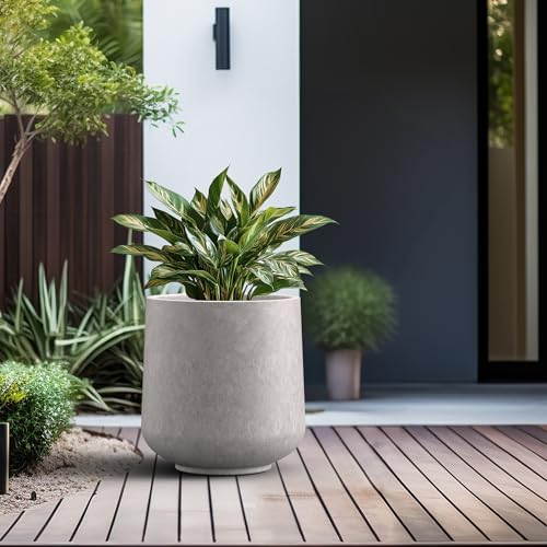 Kante Large Round Curved CON Gray Concrete Planter 16.5" Dia, Outdoor - Image 4