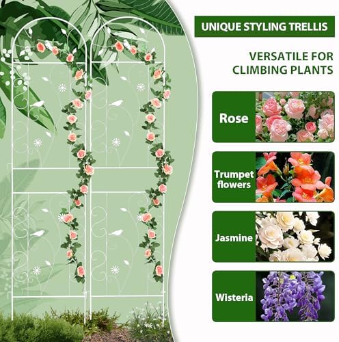 2 Pack 86.5" x 19.7" Metal Garden Trellis for Climbing Plants, White - Image 4