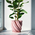 Planter with Drainage Holes, Candy Pink Fractal Design ABS Flower Pot with Saucer for Indoor Outdoor Use, Small and Large Plants, Home Decor by Unknown