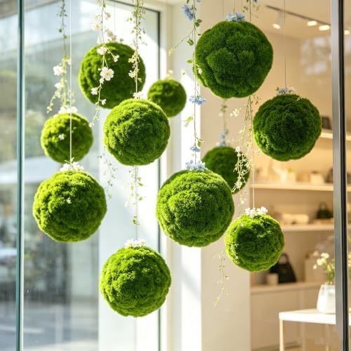 STOBAZA 4pcs Fake Green Moss Balls, Decorative Green Moss, Simulated Topiary Ball, Floral Arrangements for Garden Wedding Party Decoration - Image 3
