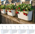 LaLaGreen Large Rail Planter (17 in, 4 Pack) White Metal Balcony Fence Pots by L%C3%A1L%C3%A1Green