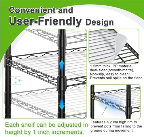 5-Tier Greenhouse with Caster Wheel, Shelf Height Adjustable Metal Shelf - Image 3