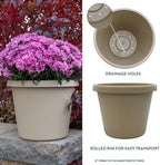 The HC Companies Prima Round Plastic Plant Pot w/Rolled Rim - Lightweight & UV Resistant Flower Pot for Herbs & More - Outdoor & Indoor Plant Pots w/Drainage (14 inch, Sandstone, Pack of 1) - Image 2