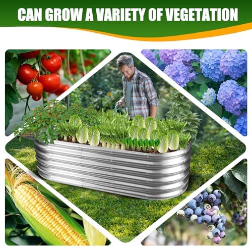 TBMLC 17" Tall Elevated Oval Metal Raised Garden Bed Silver,5X2X1.4 FT - Image 5