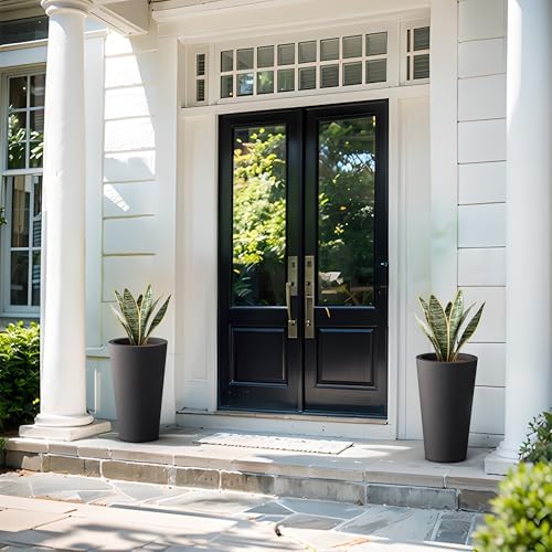 Kante Black Concrete Planter 19.7" Tall All-Weather Round Large Pot - Image 5