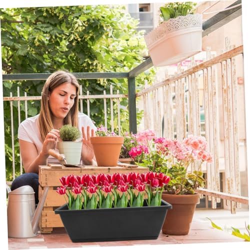 Happyyami Rectangular Plastic Flower Pots 6pcs with Saucers for Plants - Image 4