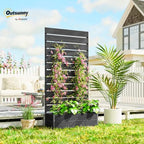 Outsunny Raised Garden Bed with Trellis, 35.6" x 15" x 70.9", Black - Image 2