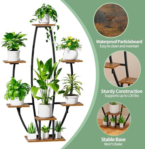JUSTOGO Plant Stand Indoor with Grow Lights, 7 Tiered Corner Plant Shelf - Image 6