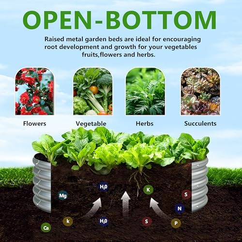 3PCS 3x3x1FT Galvanized Metal Raised Garden Bed,Outdoor Planter Box for Vegetables - Image 3