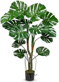 GnFlus Large Artificial Monstera Plant in Pot, 4ft Fake Palm Tropical Split Leaf Tree with UV Protection Faux Monstera Plant for Indoor Outdoor Home Office Garden Decoration, 13 Leaves by GnFlus