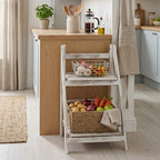 MyGift 2 Tier Whitewashed Wood Plant Stand, Foldable Display Shelf - Image 5