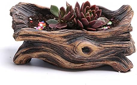 Pastoral Style Vintage Gardening Pots Bonsai Pot, Chinese Tree Root Concrete Flower Pot Succulent Cactus Bonsai Planter Pots(B5) - Image 6