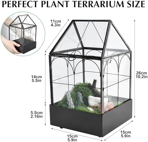 HighFree Glass Terrarium with Metal Tray, Glass Greenhouse Terrarium Kit - Image 3
