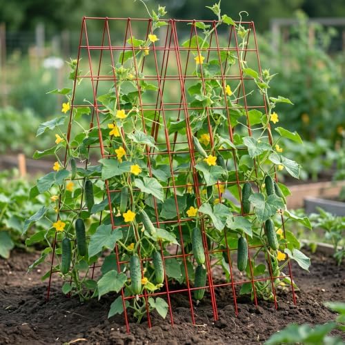 DoCred 59" H Cucumber Trellis, 2 Pack Foldable A Frame Garden Trellis - Image 4