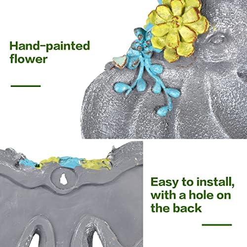 Sungmor Resin Elephant Head Wall Pot, Unique Bohemian Style Animal Face Planter, Vertical Hanging Plant Pot, Pretty Decorative Flower Pot for Indoor Outdoor Plants, for Gardening Lovers - Image 5