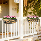 16 Inch Window Boxes Planters Railing Planter Box - 2 Pack Deck Railing Planter Boxes with Adjustable Brackets Coco Liners Balcony Planters Railing Hanging for Window Flower Boxes Outdoor Garden Decor - Image 5
