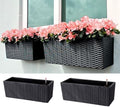 LaLaGreen Outdoor Wall Planters (20in, 2 Pack) Black Window Flower Boxes by L%C3%A1L%C3%A1Green