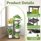 iDavosic.ly Plant Stand Indoor Outdoor, 3-Tier Tall Metal Shelf, Black - Image 2