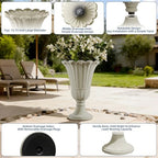 24" Tall Urn Planters for Outdoor Plants, Urns and Pedestal, Beige - Image 3
