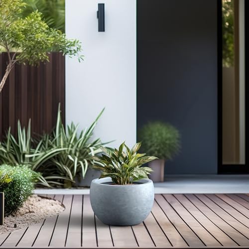 Kante Accent Round Bowl Blue Gray Concrete Planter 15.7" Dia, Outdoor - Image 6