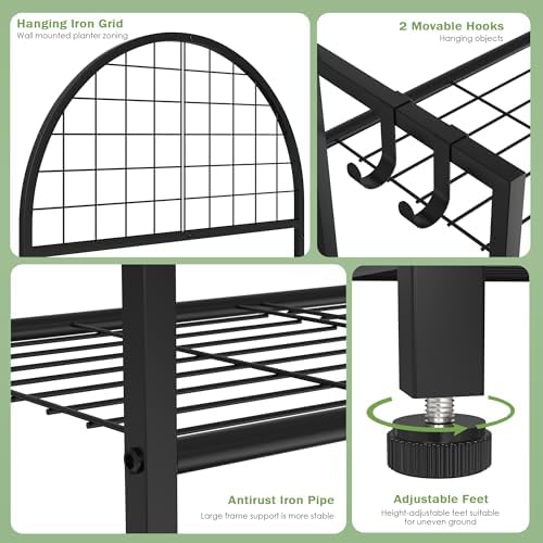 VGMiu 3 Tier Plant Stand Indoor Outdoor, Metal Plant Shelf for Multi Plants - Image 4