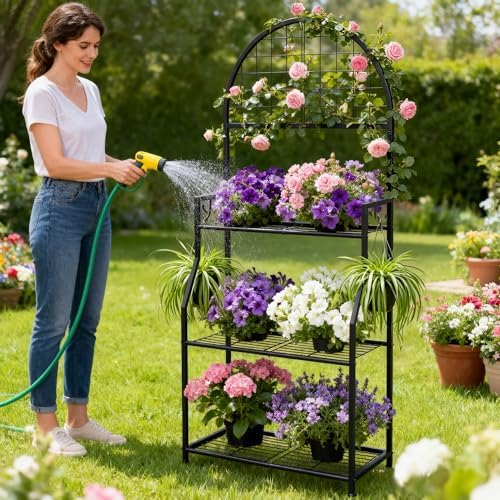 VGMiu 3 Tier Plant Stand Indoor Outdoor, Metal Plant Shelf for Multi Plants - Image 5
