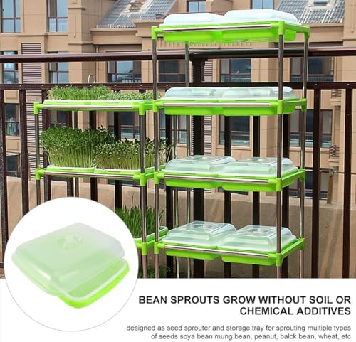 2 Sets Sprout Trays with Lid for Seed Starting Plastic Green - Image 6