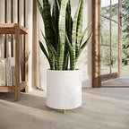 EverNest Claire Modern Indoor Plant Pot with Stand, White Pattern, 12 Inch, SelectBase, Neutral Mid-Century Modern Style, Metal Home Decor Planter (Large, 3 Gallon) - Image 4