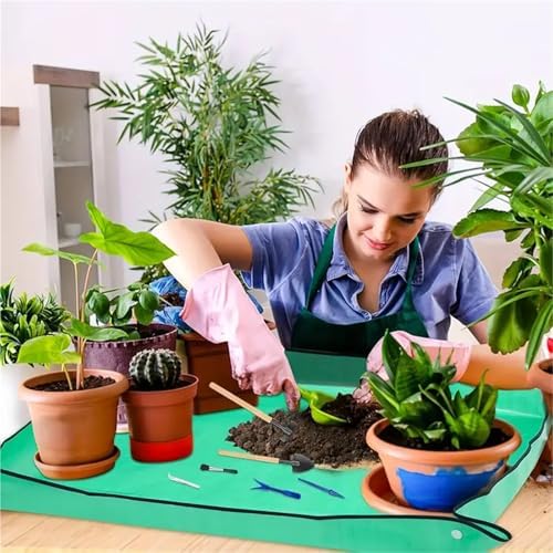 Waterproof Gardening Green Circular Mat for Succulents Flowers Vegetable for Indoor Plant Repotting(100x100cm) - Image 4