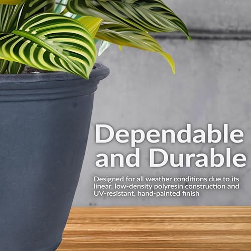 Sunnydaze Anjelica 24'' Large Plastic Planter Pot for Plants, Slate, 4pk - Image 2