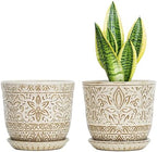 Gepege Ceramic Plant Pots, 6 Inch Indoor Planters with Drainage & Saucers by Gepege
