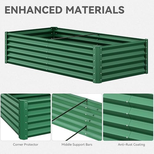 YITAHOME 72x36x18 in Galvanized Raised Garden Bed Kit, Large Metal Planter Box with Gloves & Support Rod, Outdoor Flower Bed for Plants Vegetables, Green - Image 6