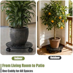 2-Pack 12 Inch Metal Plant Caddy with Wheels Large Heavy-duty Rolling Plant Stands Wheeled Planter Dolly Flower Pot Mover Rollers Rust-proof Garden Coasters Trolley for Indoor Outdoor Use - Image 7