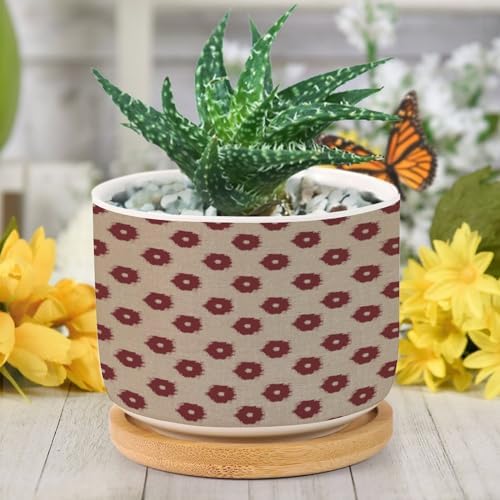 Timur in Blue Background Ceramic Planters Geometric Modern Planters for Indoor Plants with Drainage Holes and Saucers Pot for Succulents Cactus Garden Windowsill - Image 6