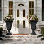 24" Tall Urn Planters for Outdoor Plants, Urns and Pedestal, Black - Image 6