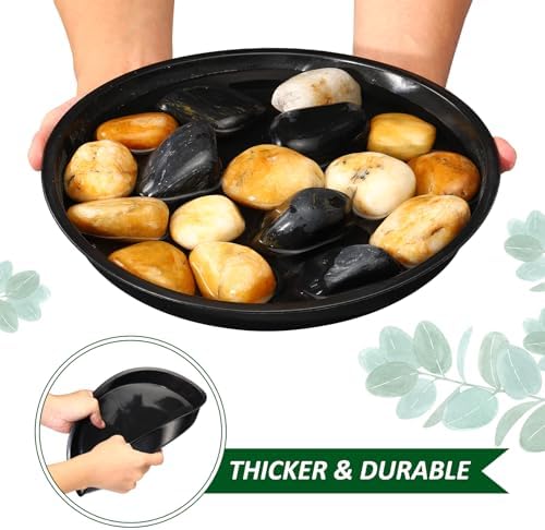 PATIKIL 5 Pack Plastic Plant Saucer, 20 Inch Plant Tray for Pots Round Plant Dish Plant Drip Trays Water Tray for Indoors Outdoors Garden, Black - Image 5