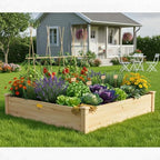 Hollyone 48" X 48" inches Wood Raised Garden Bed Frame Planters Wooden Elevated Planting Planter Box for Outdoor Herb Vegetables Flowers Grass Lawn Yard Patio - Natural 4×4ft - Image 5