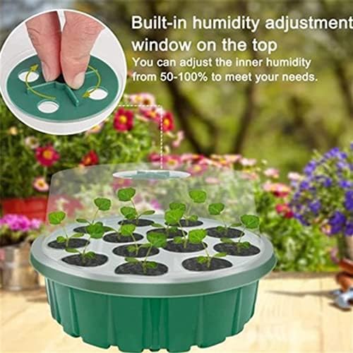 10 Pack Seeds Grow Tray, Plant Germination Starter Kit, Mini Greenhouse Propagator Trays, Germination Trays with Labels & Seedling Tools(13 Cells Per Tray),Green - Image 4