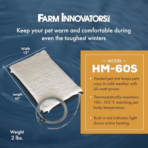 Farm Innovators Model HM-60S Small 13-Inch by 19-Inch Plastic Heated Pet Mat with Fleece Cover, 60-Watt, Black - Image 3